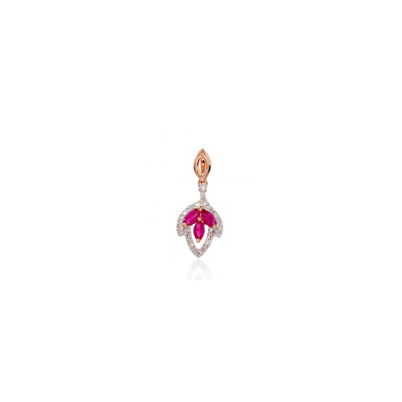 Gold pendant 1300414(Au-R+PRh-W)_DI+RB, Red Gold 585°, Rhodium (Plating) , Diamonds , Ruby