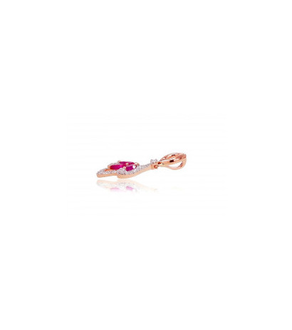 Gold pendant 1300414(Au-R+PRh-W)_DI+RB, Red Gold 585°, Rhodium (Plating) , Diamonds , Ruby