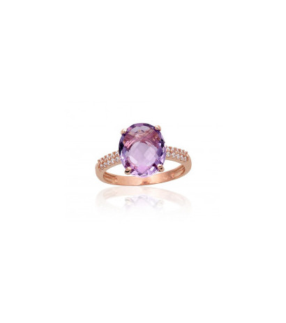 Gold ring 1100957(Au-R)_CZ+AM, Red Gold 585°, Zirkons , Amethyst