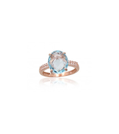 Gold ring 1100957(Au-R)_CZ+TZLB, Red Gold 585°, Zirkons , Sky Blue Topaz
