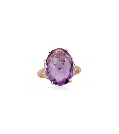 Gold ring 1100965(Au-R)_CZ+AM, Red Gold 585°, Zirkons , Amethyst