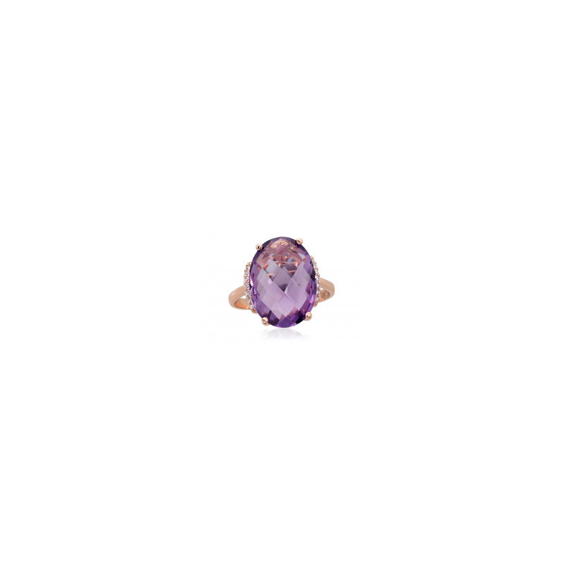 Gold ring 1100965(Au-R)_CZ+AM, Red Gold 585°, Zirkons , Amethyst