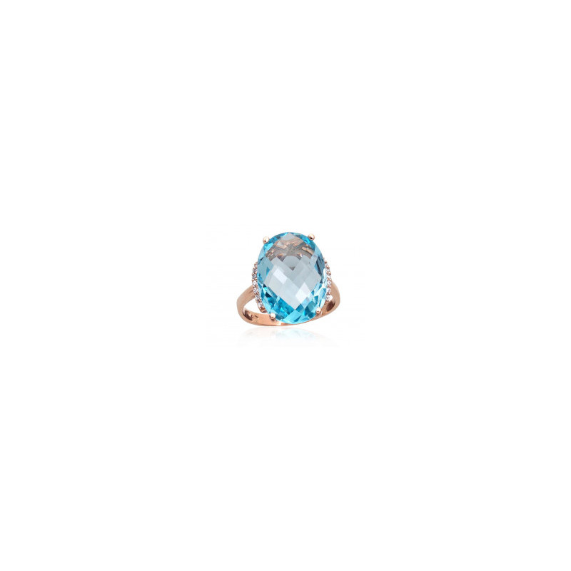 Gold ring 1100965(Au-R)_CZ+TZLB, Red Gold 585°, Zirkons , Sky Blue Topaz