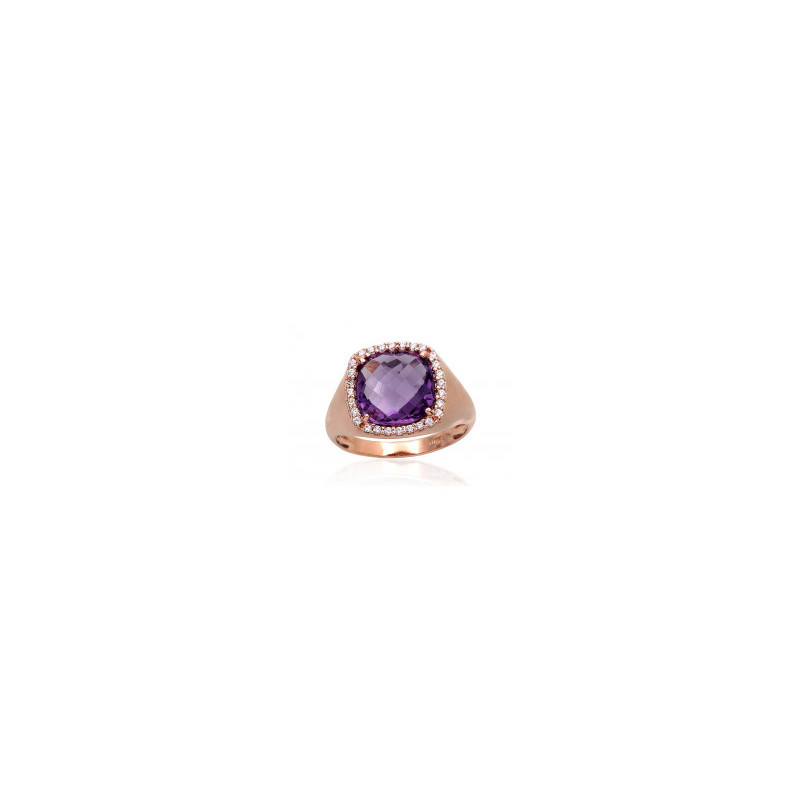 Gold ring 1100963(Au-R)_CZ+AM, Red Gold 585°, Zirkons , Amethyst