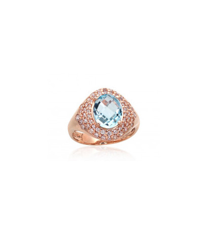 Gold ring 1100961(Au-R)_CZ+TZLB, Red Gold 585°, Zirkons , Sky Blue Topaz