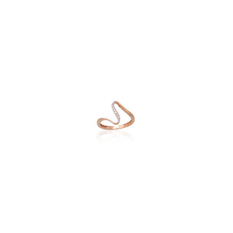 Gold ring 1100984(Au-R+PRh-W)_CZ, Red Gold 585°, Rhodium (Plating) , Zirkons