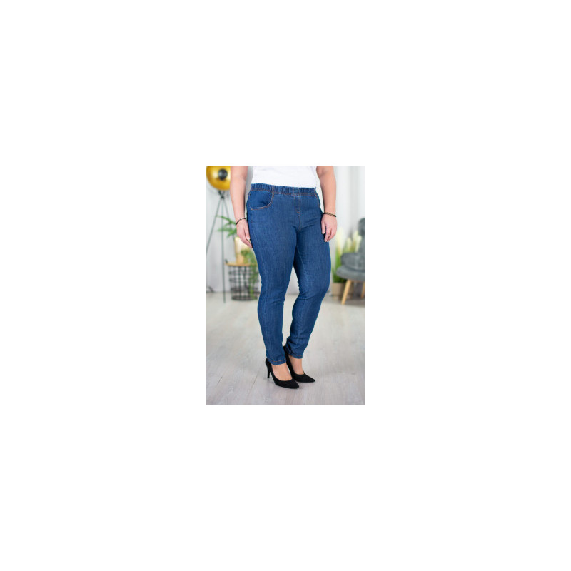 Long stretch jeans with a raised waist JEANGALINY 01 Blue