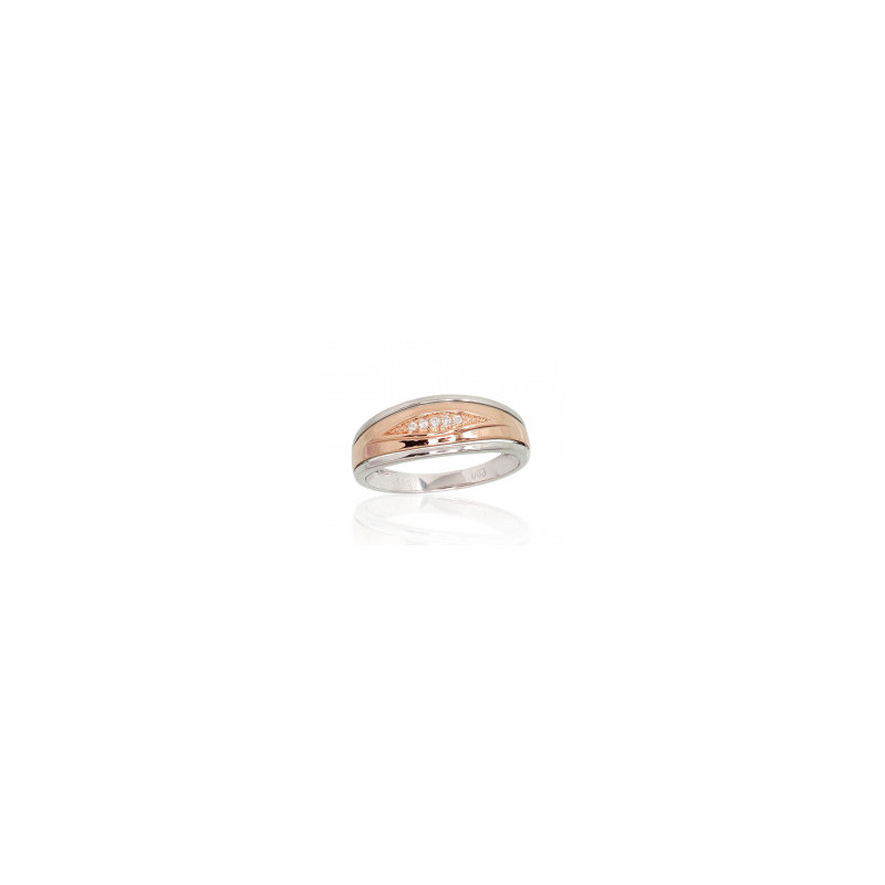 Gold ring 1100702(Au-R+Au-W)_DI, White/Red Gold 585°, Diamonds