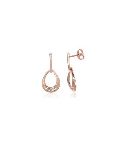 Gold classic studs earrings 1201007(Au-R)_DI, Red Gold 585°, Diamonds