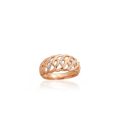 Gold ring 1101017(Au-R+PRh-W)_DI, Red Gold 585°, Rhodium (Plating) , Diamonds