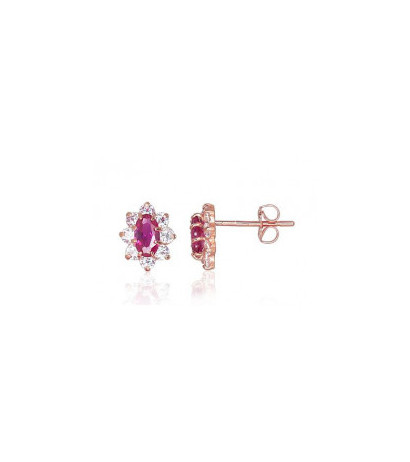 Gold classic studs earrings 1200278(Au-R)_CZ+CZ-RO, Red Gold 585°, Zirkons