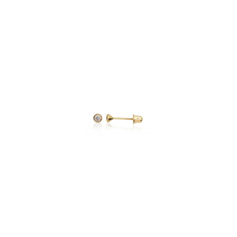 Gold screw studs earrings 1200488(Au-Y)_CZ, Yellow Gold 585°, Zirkons