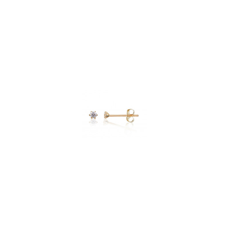 Gold classic studs earrings 1201126(Au-Y)_CZ, Yellow Gold 585°, Zirkons
