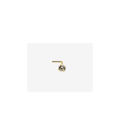 Gold piercing for nose 1930009(Au-Y)_CZ, Yellow Gold 585°, Zirkons