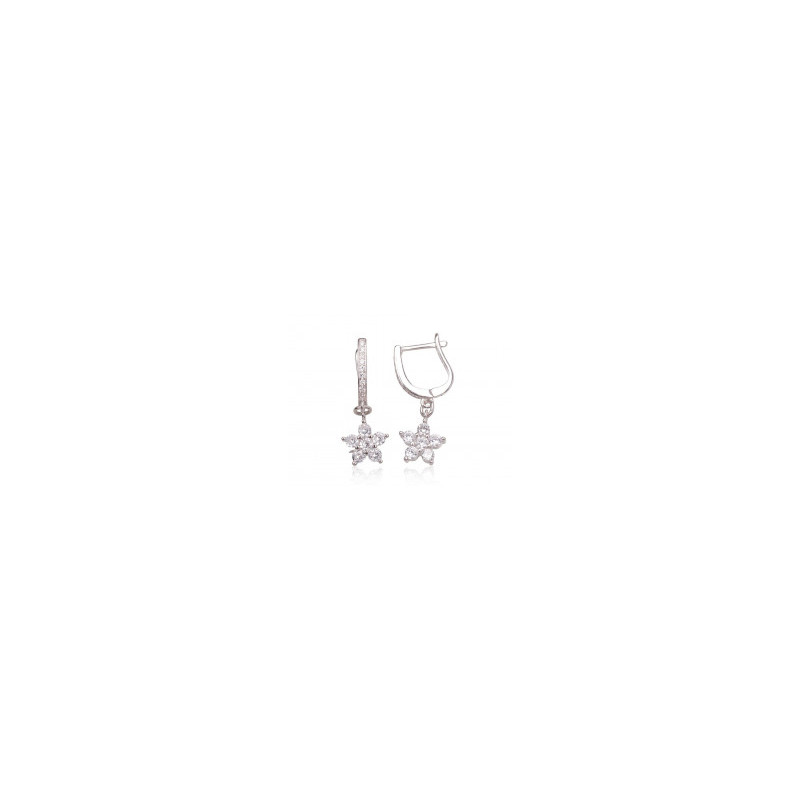 Silver earrings with 'english' lock 2203670(PRh-Gr)_CZ, Silver 925°, Rhodium (Plating), Zirkons