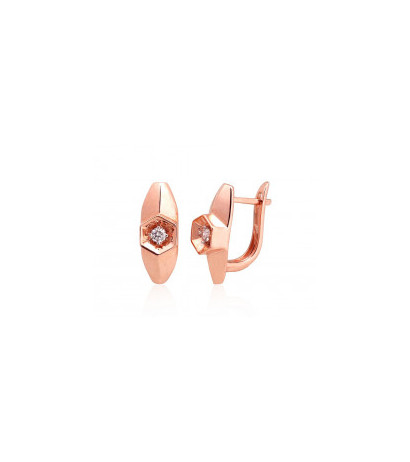 Gold Earrings 1201413(Au-R+PRh-W)_DI, Red Gold 585°, Rhodium (Plating) , Diamonds
