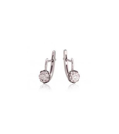 Gold Earrings 1201418(Au-W+PRh-Bk)_DI, White Gold 585°, Rhodium (Plating) , Diamonds