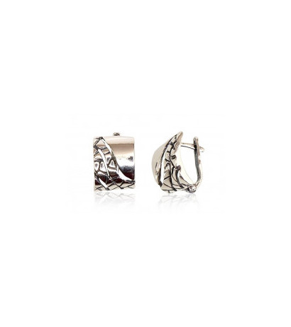 Silver earrings with 'english' lock 2201104(POx-Bk), Silver 925°, oxide (Plating)