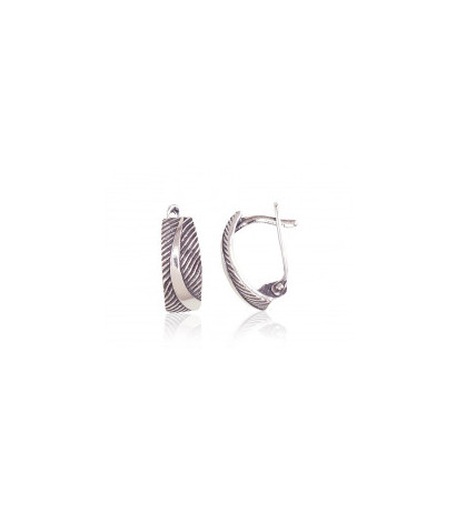 Silver earrings with 'english' lock 2201629(POx-Bk), Silver 925°, oxide (Plating)