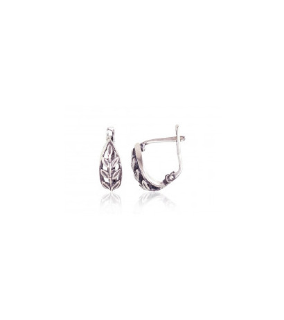 Silver earrings with 'english' lock 2201646(POx-Bk), Silver 925°, oxide (Plating)