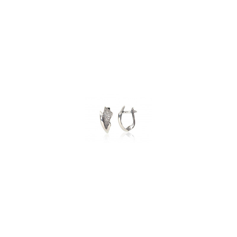 Silver earrings with 'english' lock 2202106(POx-Bk), Silver 925°, oxide (Plating)