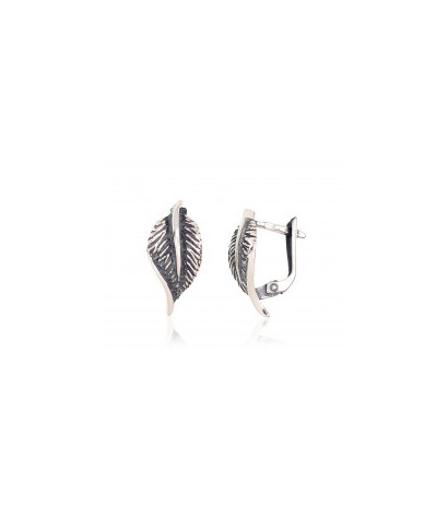 Silver earrings with 'english' lock 2202485(POx-Bk), Silver 925°, oxide (Plating)