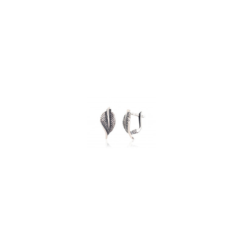 Silver earrings with 'english' lock 2202485(POx-Bk), Silver 925°, oxide (Plating)