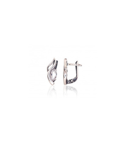 Silver earrings with 'english' lock 2202757(POx-Bk)_CZ, Silver 925°, oxide (Plating), Zirkons