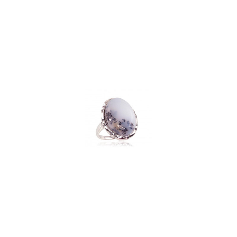 Silver ring 2100940(POx-Bk)_AGD, Silver 925°, oxide (Plating), Dendritic Agate