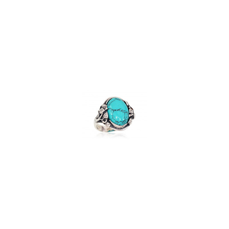 Silver ring 2101199(POx-Bk)_TRX, Silver 925°, oxide (Plating), Turquoise (Imitation)