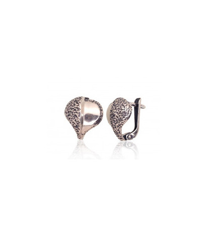 Silver earrings with 'english' lock 2203628(POx-Bk), Silver 925°, oxide (Plating)