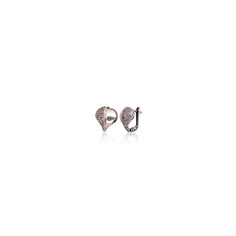Silver earrings with 'english' lock 2203628(POx-Bk), Silver 925°, oxide (Plating)