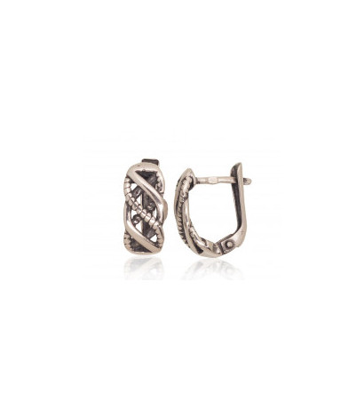 Silver earrings with 'english' lock 2203643(POx-Bk), Silver 925°, oxide (Plating)