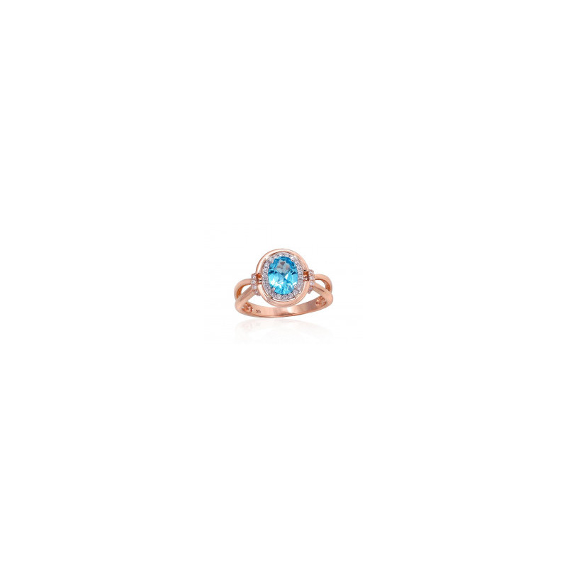 Gold ring 1100525(Au-R+Au-W)_DI+TZB, White/Red Gold 585°, Diamonds , Blue Topaz