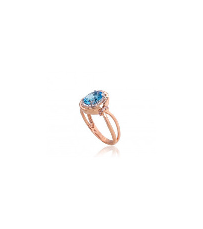 Gold ring 1100525(Au-R+Au-W)_DI+TZB, White/Red Gold 585°, Diamonds , Blue Topaz