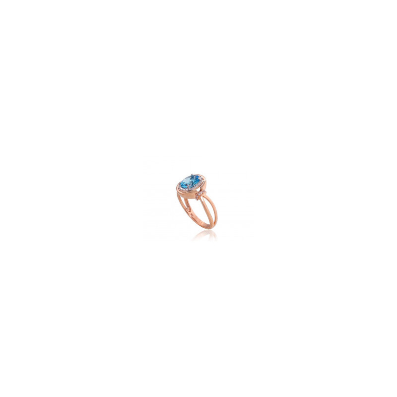 Gold ring 1100525(Au-R+Au-W)_DI+TZB, White/Red Gold 585°, Diamonds , Blue Topaz
