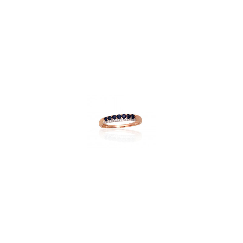 Gold ring 1101061(Au-R+PRh-W)_DI+SA, Red Gold 585°, Rhodium (Plating) , Diamonds , Sapphire