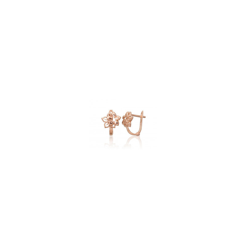 Gold earrings with 'english' lock 1201448(Au-R), Red Gold 585°