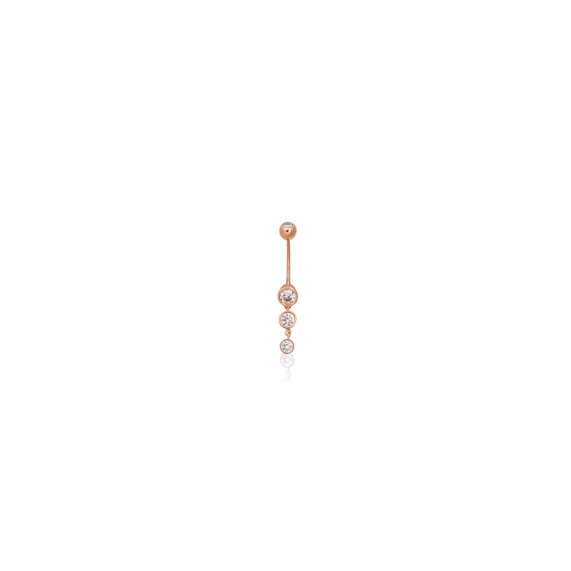 Gold piercing for navel 1930066(Au-R)_CZ, Red Gold 585°, Zirkons