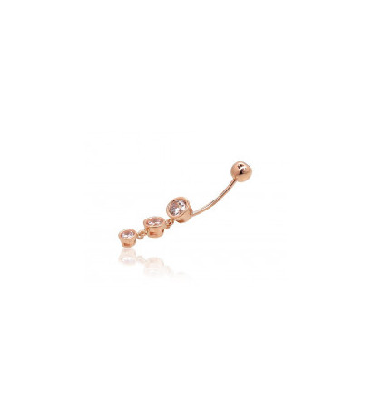 Gold piercing for navel 1930066(Au-R)_CZ, Red Gold 585°, Zirkons