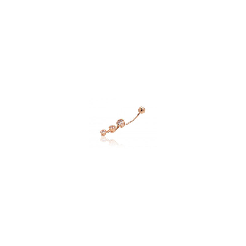 Gold piercing for navel 1930066(Au-R)_CZ, Red Gold 585°, Zirkons