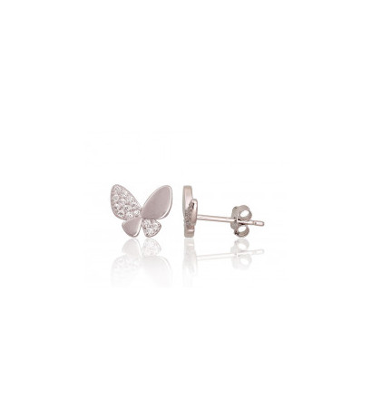 Silver stud earrings 2203684(PRh-Gr)_CZ, Silver 925°, Rhodium (Plating), Zirkons