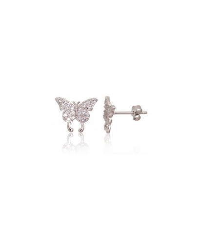Silver stud earrings 2203685(PRh-Gr)_CZ, Silver 925°, Rhodium (Plating), Zirkons