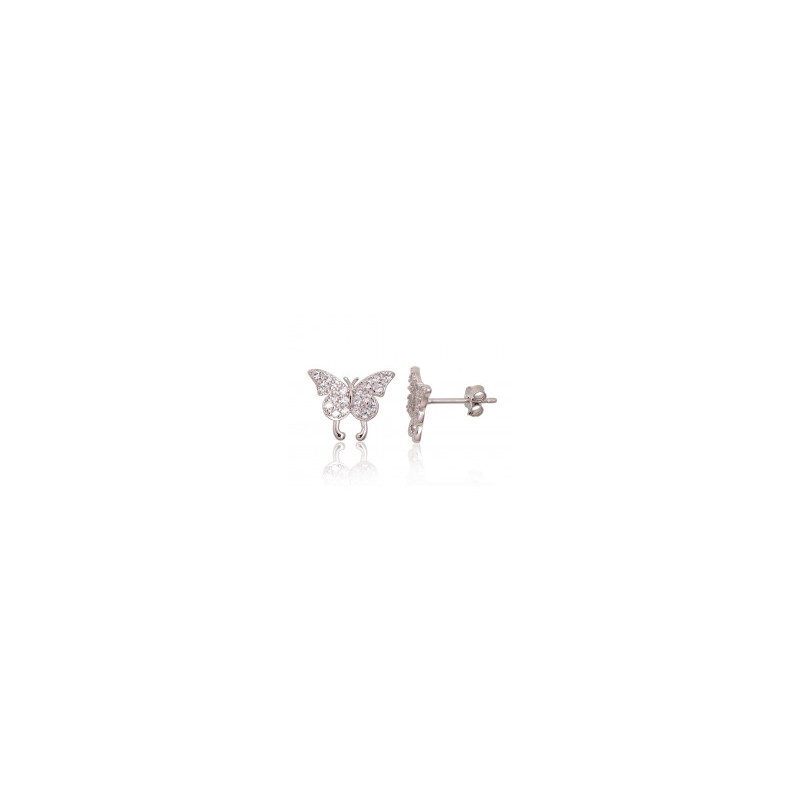 Silver stud earrings 2203685(PRh-Gr)_CZ, Silver 925°, Rhodium (Plating), Zirkons