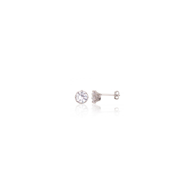Silver stud earrings 2203686(PRh-Gr)_CZ, Silver 925°, Rhodium (Plating), Zirkons
