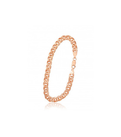 Silver chain Mona Liza 6 mm , diamond cut 2400106(PAu-R)-bracelet, Silver 925°, red gold (Plating)