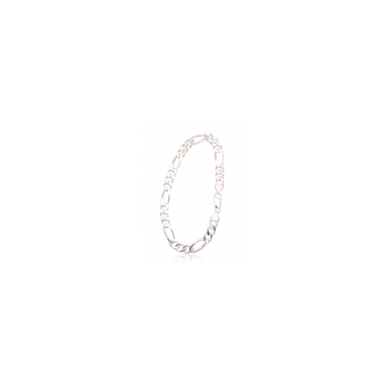 Silver chain Figaro 7 mm , diamond cut 2400142-bracelet, Silver 925°