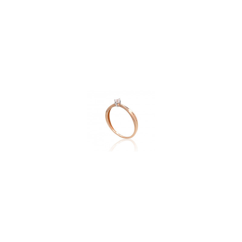 Gold ring 1101092(Au-R+PRh-W)_CZ, Red Gold 585°, Rhodium (Plating) , Zirkons