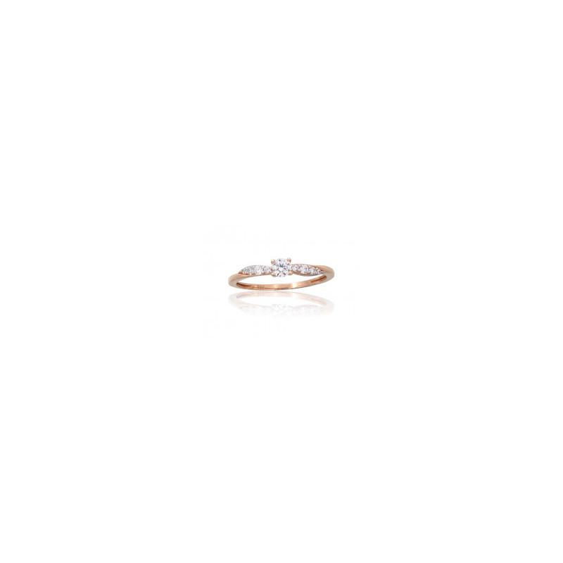 Gold ring 1101093(Au-R+PRh-W)_CZ, Red Gold 585°, Rhodium (Plating) , Zirkons