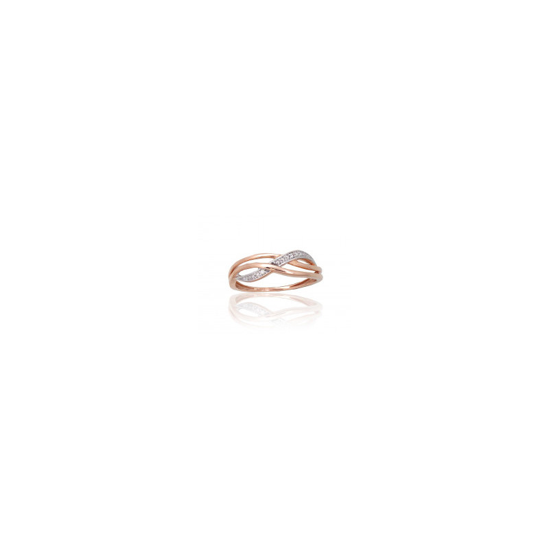 Gold ring 1101100(Au-R+PRh-W)_DI, Red Gold 585°, Rhodium (Plating) , Diamonds
